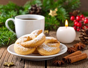 Festive Christmas cookies and tea