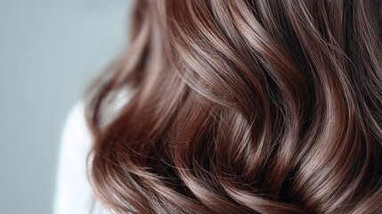 Fototapeta premium Closeup of Flowing Brown Hair with Silver Glitter Accents Against a Soft Gray Background Beauty and Elegance and Studio Shot with Subtle Lighting