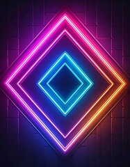 Neon diamond frames on dark brick