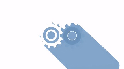minimal gear illustration with shadow representing technical process and workflow