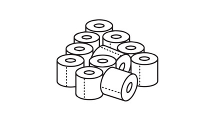 Hand drawn stack of toilet paper rolls isolated simple sketch artwork vector