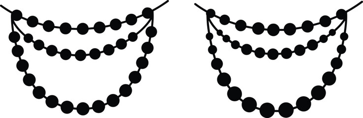 Hanging Bead Garland Silhouette Vector Set Featuring Symmetrical Strings for Decoration, Celebration, Festive, Holiday, and Event Design Themes