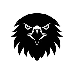 Simple Black Silhouette Icon of Eagle Face &ndash; Minimal Vector Design on White Background