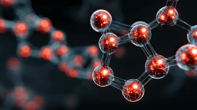 Exploration of abstract atomic and molecular nanotechnology structures showcasing intricate designs and glowing elements in a dark background