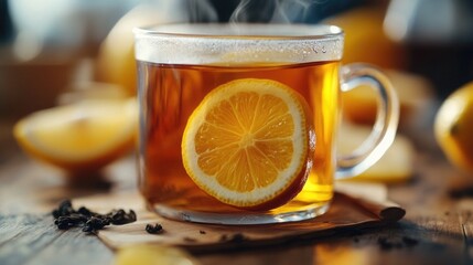 Tea Bag and Lemon, Refreshing Beverage and Citrus.