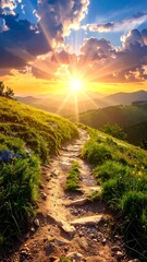 Mountain path at sunset (3)