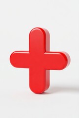 Obraz premium Creative red plus sign minimalist studio graphic design modern environment close-up view bold concept