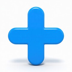 Fototapeta premium Enhancing digital creativity with a blue plus icon in a modern workspace environment