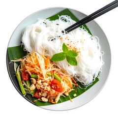 A plate of delicious noodles and salad