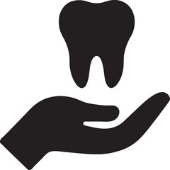Silhouette vector of a tooth care logo icon for dental clinic, oral health, hygiene, and medical design.