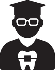 Silhouette vector of an orthodontist icon for dental braces, teeth alignment, clinic, and oral care.