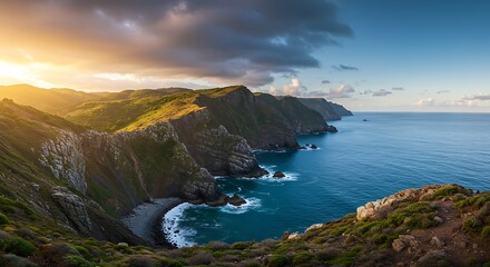 Coastal mountain range sunset