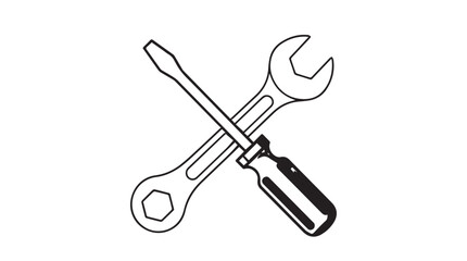 Crossed wrench and screwdriver representing repair maintenance tools and diy projects vector