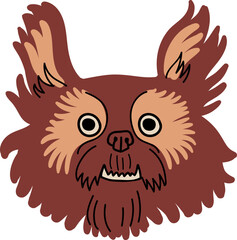 A brown cartoon creature with large ears and a furry face
