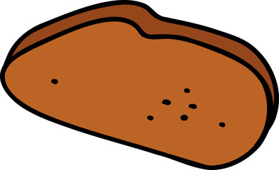 A brown slice of bread with a dark outline