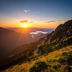 Mountain sunrise panorama