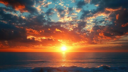 Sunset wallpaper casting vibrant colors across the sky, perfect for creating a serene atmosphere.