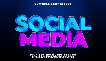 Social Media Text Effect - Editable EPS Vector Graphic with Blue and Pink Gradient