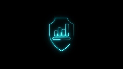 Bright neon security frame . business graph protect concept and bright neon line lock icon concept - Powered by Adobe