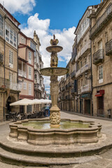 Close-up of Iron Square Fountain in Ourense, Galicia, Camino de Santiago