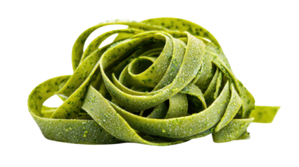 Wheat tagliatelle glistening fresh pasta nest Italian cuisine raw uncooked noodle bundle gourmet food isolated on white background