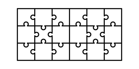 Simple puzzle piece icon isolated on white background. Minimal flat design symbol for problem solving, teamwork, connection.