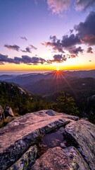 Mountaintop sunset panorama