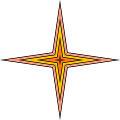 A fourpointed star with multiple layered pointed segments