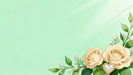 Leaf and Flower Decoration on Olive Background