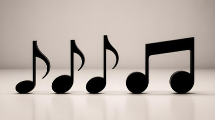 Music note silhouettes simplified and extruded