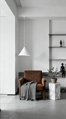 Simple Indoor Space and Dark Handrail Stool
