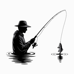 fisherman with fishing rod