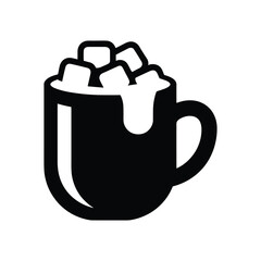Obraz premium Simple icon of a mug filled with marshmallows and creamy topping