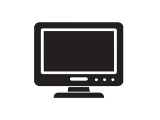 Minimalist flat computer silhouette icon vector illustration
