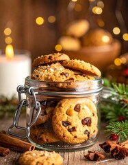 Festive cookies in a jar
