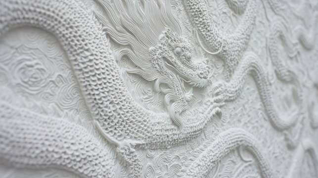 White carved dragon relief