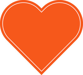 A large orange heart with a white outline