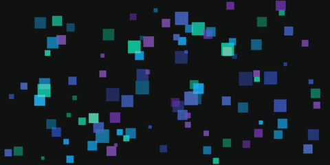 Abstract background with colorful squares floating on a dark backdrop