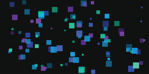 Colorful Floating Squares on Black Background Abstract Digital Art Design