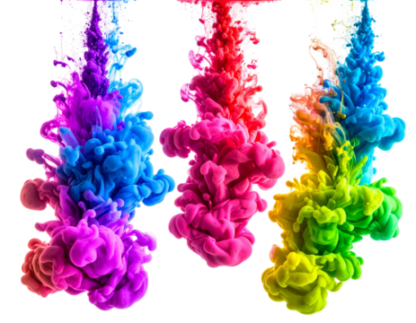 Abstract rainbow ink swirling downwards