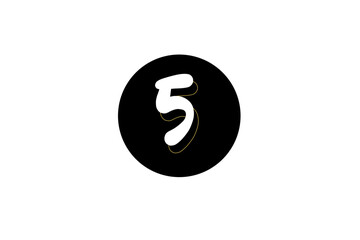 number 5 in a black circle on a white background. A creative and high-quality illustration featuring numbers in an abstract and modern style. Ideal for use in educational materials