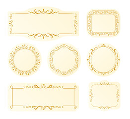 装飾ラベルフレームセット｜エレガントなゴールドデザイン（ベクター）