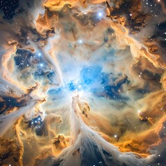 Celestial nebula, vibrant colors, cosmic dust