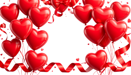 Romantic heart balloons frame