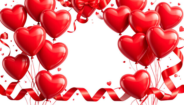 Romantic heart balloons frame
