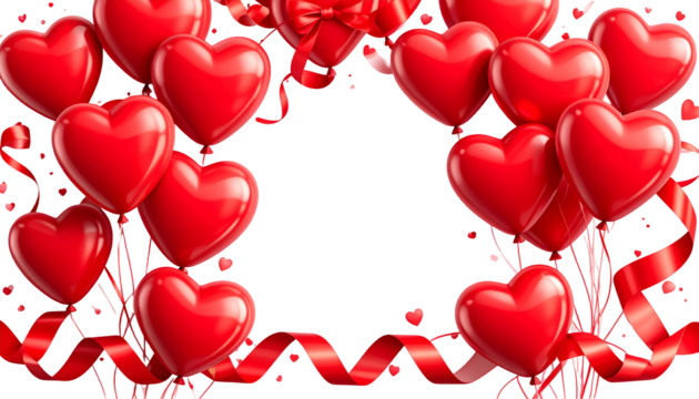 Romantic heart balloons frame