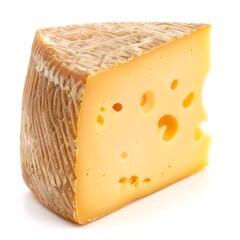 Cheese wedge, golden hue, textured rind