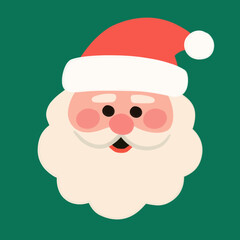 Minimalist Flat Face of Santa Claus Decoration Simple Illustration