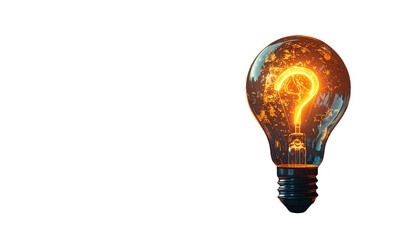 Illuminated lightbulb with a question mark