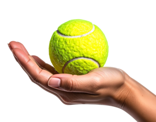 Tennis ball held in a hand